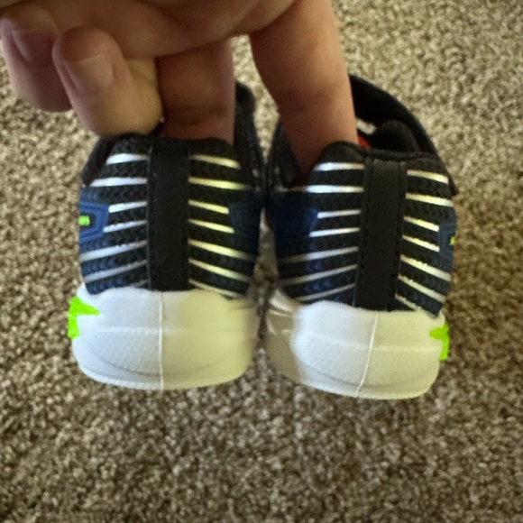 Skechers Kids Flex-Glow Bolt Black and Blue Shoes - Picture 4 of 8